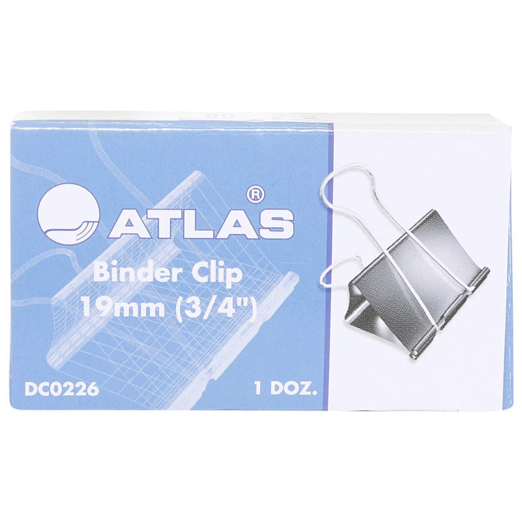 Atlas Hand Binder Double Clips 19mm in silver used for securing papers and organizing documents.