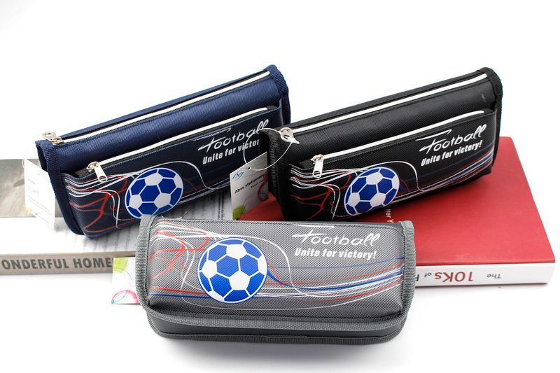 Atlas Pencil Case Soccer Blue-Black-Grey - Al Masam Stationery LLC Main image