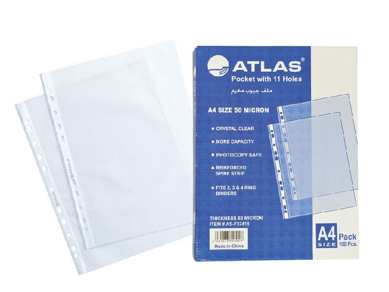 ATLAS A4 Size Sheet Protector Set Blue - Al Masam Stationery LLC Main image