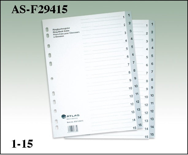 Atlas 1-15 Plastic Divider A4 - Al Masam Stationery LLC Main image