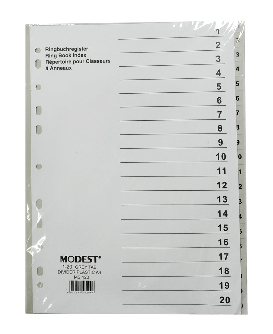 Atlas 1-20 Plastic Divider A4 - Al Masam Stationery LLC Main image