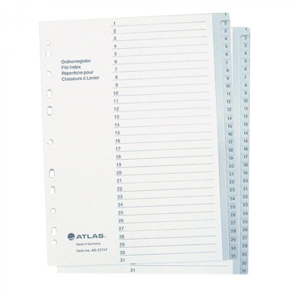 Atlas 1-31 Plastic Divider A4 - Al Masam Stationery LLC Main image