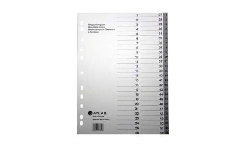 Atlas 1-52 Plastic Divider A4 - Al Masam Stationery LLC Main image