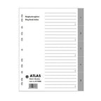 Atlas 1-7 plastic divider for A4 documents, durable transparent plastic with numbered tabs, ideal for organizing files.