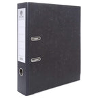 Black Atlas A4 plastic box file with pink accents, 80mm spine for organizing writing supplies and documents.
