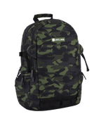 Atlas Boy Backpack Army 18-inch school bag in army blue with multiple compartments and adjustable straps for students.