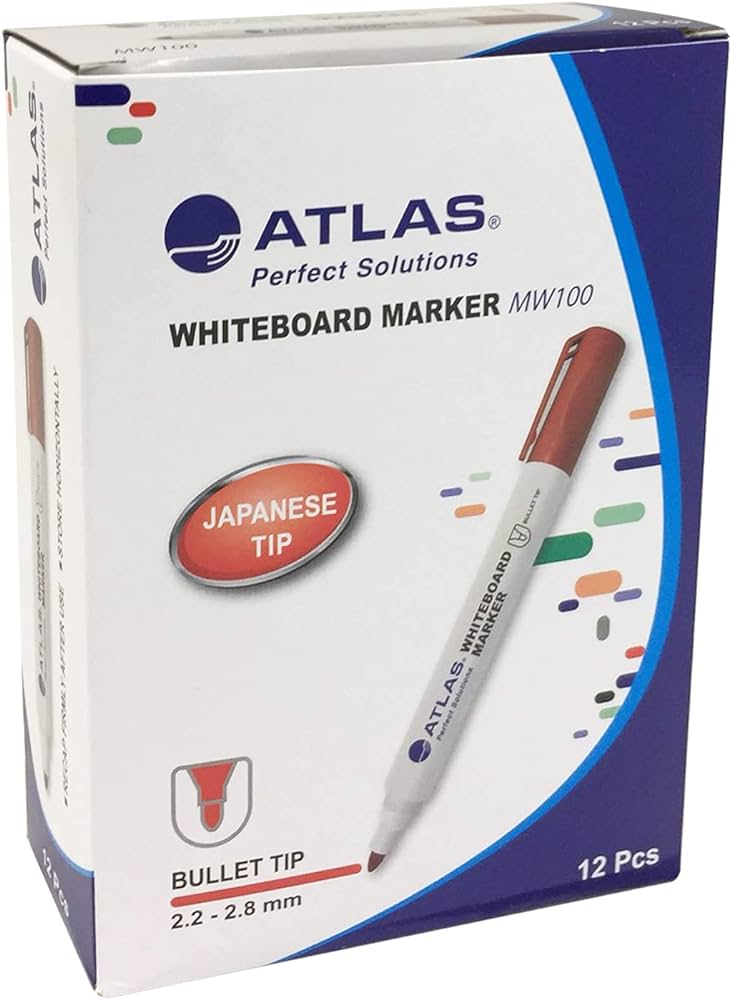Atlas Bullet Whiteboard Marker Chisel Tip Pack Red - Al Masam Stationery LLC Main image