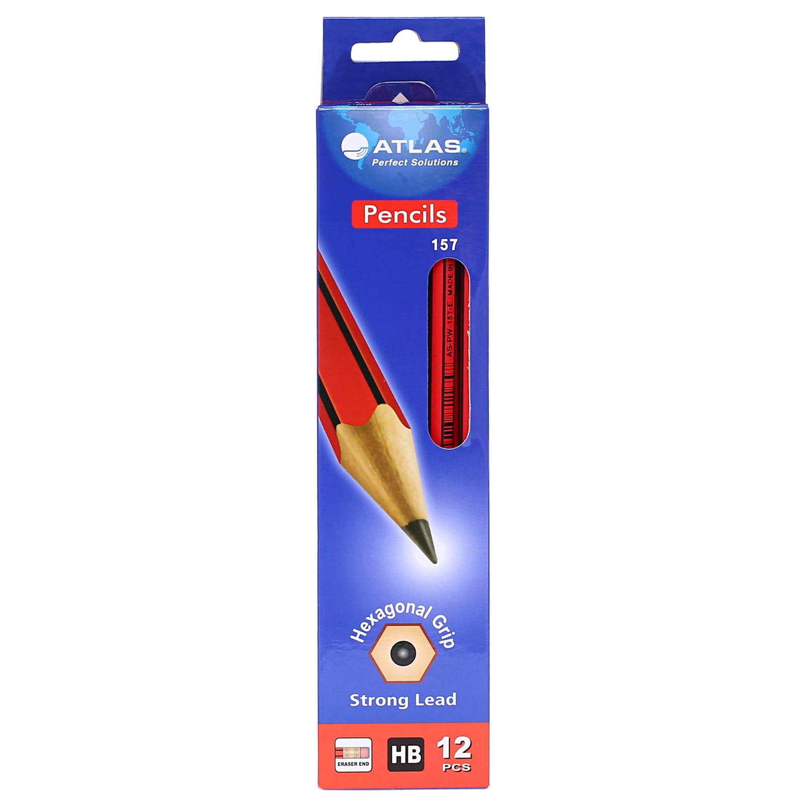 Atlas HB Pencil Red+Eraser Box of 12 - Al Masam Stationery LLC Main image