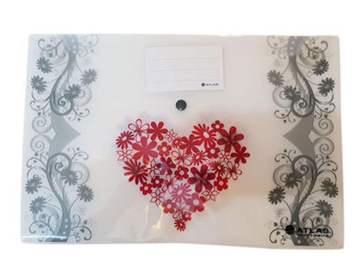 Atlas Pink Heart Document Bag White - Al Masam Stationery LLC Main image