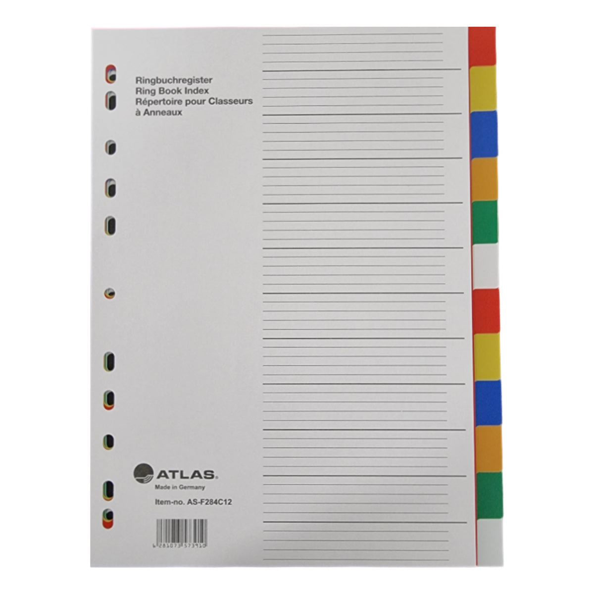 Atlas PP Col Divider A4 12 Part - Al Masam Stationery LLC Main image