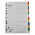 Atlas PP Col Divider A4 12-part, plastic filing divider for organizing documents in writing supplies.
