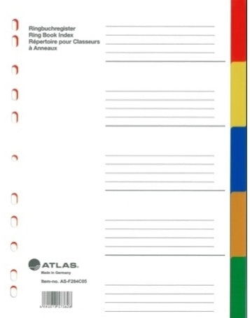 Atlas PP Col Divider A4 5 Part - Al Masam Stationery LLC Main image