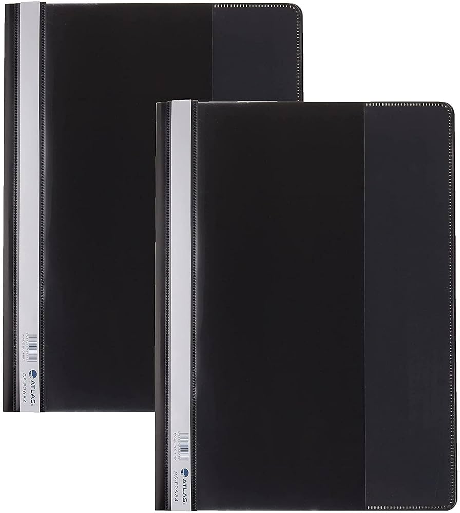 Atlas PVC Flat File With Pocket Black A4 White - Al Masam Stationery LLC Main image