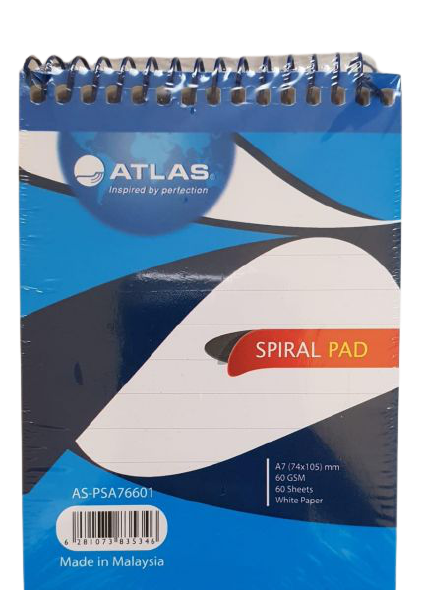 Atlas spiral notebook A7 60gsm 60Sheets - Al Masam Stationery LLC Main image