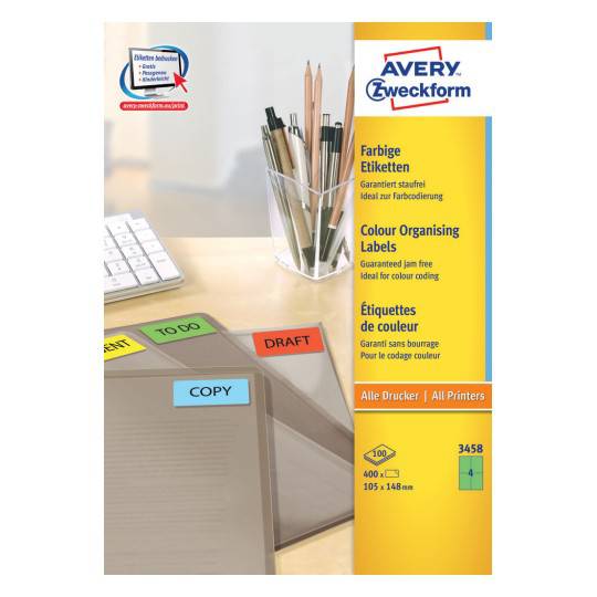 Coloured labels 105 x 148 mm Green - Al Masam Stationery LLC Main image