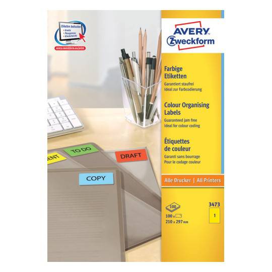 Coloured labels 210 x 297 mm Yellow - Al Masam Stationery LLC Main image