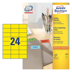 Coloured labels 70 x 37 mm Yellow - Al Masam Stationery LLC