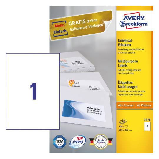 Multipurpose General-use Labels with Ultra Grip 210 x 297 mm A4 - Al Masam Stationery LLC