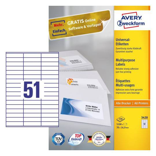 Multipurpose General Use Labels with Ultra Grip 70 x 16.9 mm A4 - Al Masam Stationery LLC