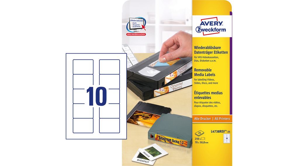 Disk labels 70 x 50.8 mm, inkjet, b / w laser, color laser, removable - Al Masam Stationery LLC Main image