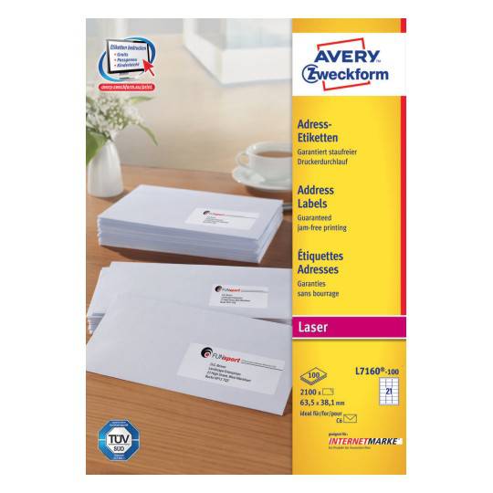 Avery Address Labels 63.5 x 38.1 mm - (L7160-100) - Al Masam Stationery LLC Main image