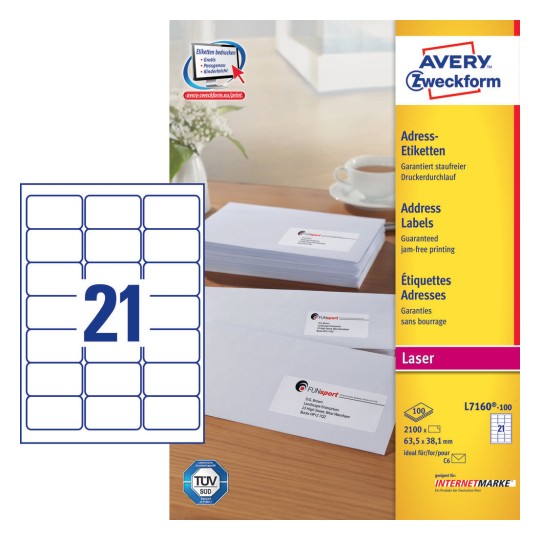 Avery Address Labels 63.5 x 38.1 mm - (L7160-100) - Al Masam Stationery LLC