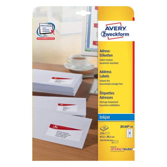 Avery Address Labels 63.5 x 38.1 mm - (J8160-10) - Al Masam Stationery LLC Main image