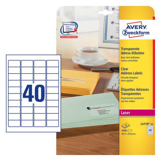 Address Labels45.7 x 25.4 mm, Colour Laser, B/W Laser, transparent - Al Masam Stationery LLC