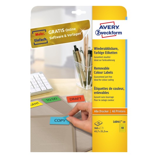 Coloured labels 45.7 x 21.2 mm - Al Masam Stationery LLC Main image