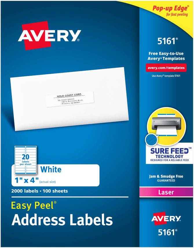 Easy Peel Address Labels 1 Inch x 4 Inch for Laser Printers - Al Masam Stationery LLC Main image