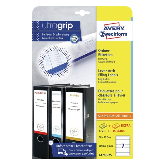 Avery Filing Labels 38 x 192 mm - (L4760-25) - Al Masam Stationery LLC Main image