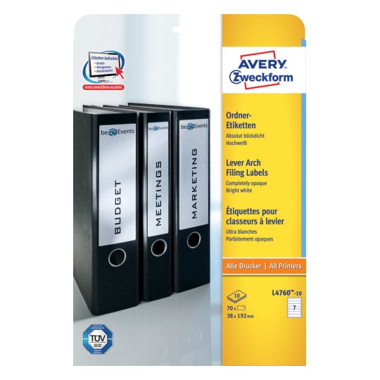 Filing Labels38 x 192 mm, Inkjet, Colour Laser, B/W Laser, Copier, for small binders, short - Al Masam Stationery LLC Main image
