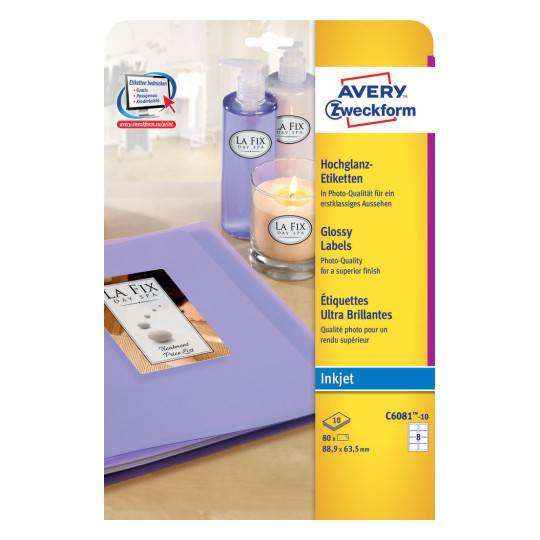 Glossy labels88.9 x 63.5 mm, Inkjet, high-gloss - Al Masam Stationery LLC Main image