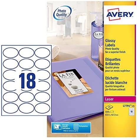 Glossy Oval Labels for Laser Printers 63.5 x 42.3 mm Oval Labels - Al Masam Stationery LLC Main image