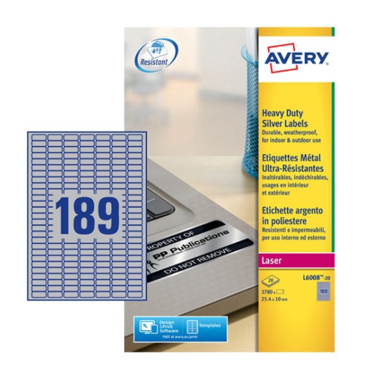 Heavy duty labels25.4 x 10 mm, B/W Laser, hard-wearing Secondary image