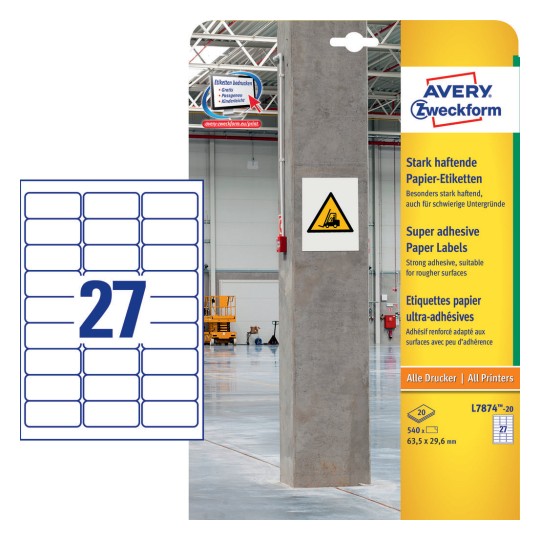 Highly Adhesive Paper Labels 63.5 x 29.6 mm - Al Masam Stationery LLC