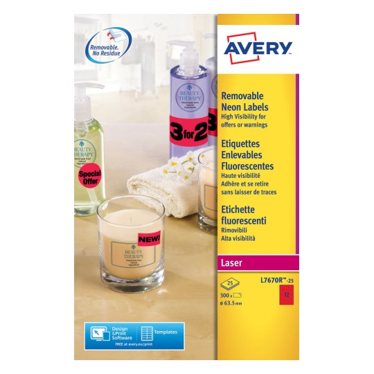 Labels in special Colours 63.5 mm Neon Red - Al Masam Stationery LLC Main image
