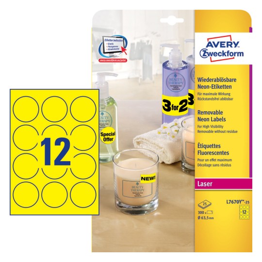Labels in special Colours 63.5 mm Neon Yellow - Al Masam Stationery LLC