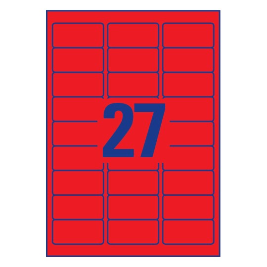 Labels in special Colours 63.5 x 29.6 mm Neon Red - Al Masam Stationery LLC