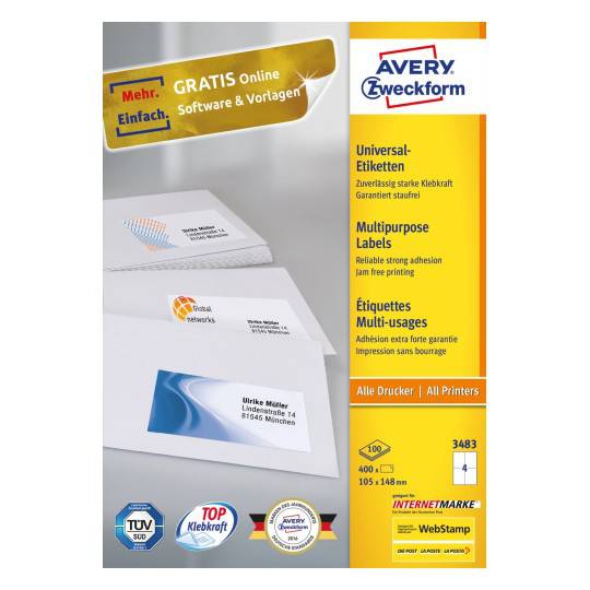 Multipurpose General Use Labels with Ultra Grip 105 x 148 mm A4 Secondary image