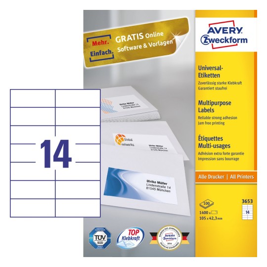 Multipurpose General Use Labels with Ultra Grip 105 x 42.3 mm A4 - Al Masam Stationery LLC