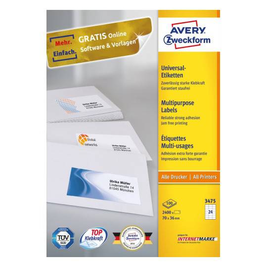 Multipurpose General Use Labels with Ultra Grip 70 x 36 mm A4 - Al Masam Stationery LLC