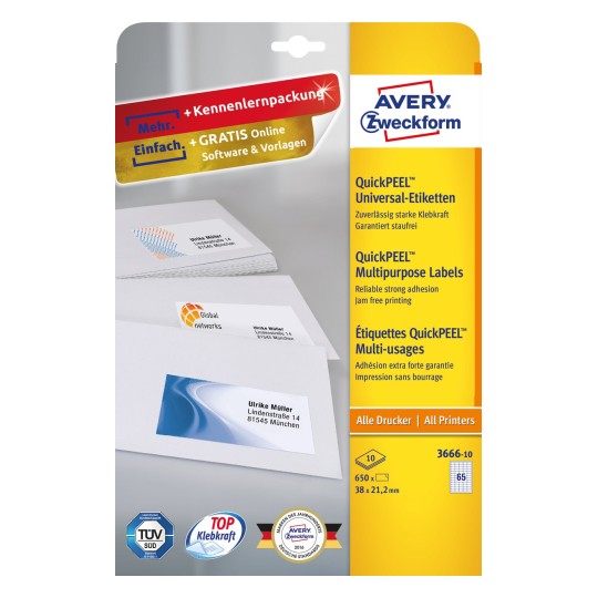 Multipurpose General-use Labelswith ultragrip, 38 x 21.2 mm, Colour Laser, Inkjet, Copier, B/W Laser, A4 - Al Masam Stationery LLC Main image