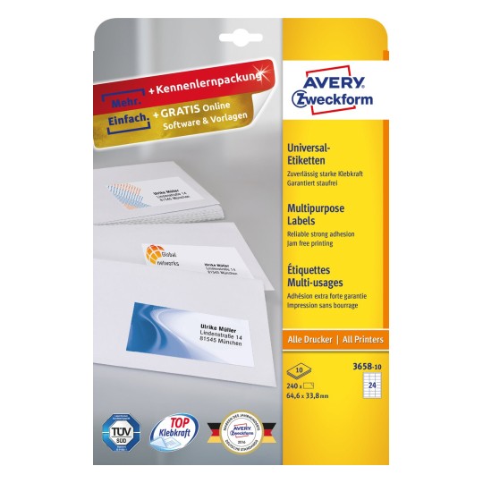 Multipurpose General-use Labelswith ultragrip, 64.6 x 33.8 mm, Colour Laser, Inkjet, Copier, B/W Laser, A4 - Al Masam Stationery LLC Main image