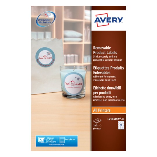 Round Product Labels60 mm, All printer types, removable - Al Masam Stationery LLC