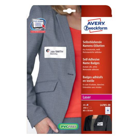 Name badges80 x 50 mm, Colour Laser, B/W Laser, Acetate Silk - Al Masam Stationery LLC Main image