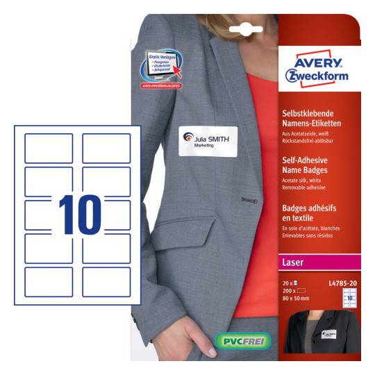 Name badges80 x 50 mm, Colour Laser, B/W Laser, Acetate Silk - Al Masam Stationery LLC