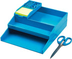 All in One Office Desk Organizer 3 Trays Scissors Sticky Notes 260x55x320 Blue - Al Masam Stationery LLC