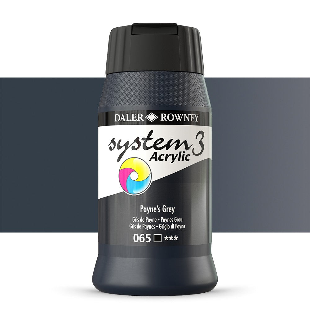 DALER ROWNEY SYSTEM 3 ACRYLIC PAINT 500ML PAYNES GREY ACRYLIC - Al Masam Stationery LLC Main image