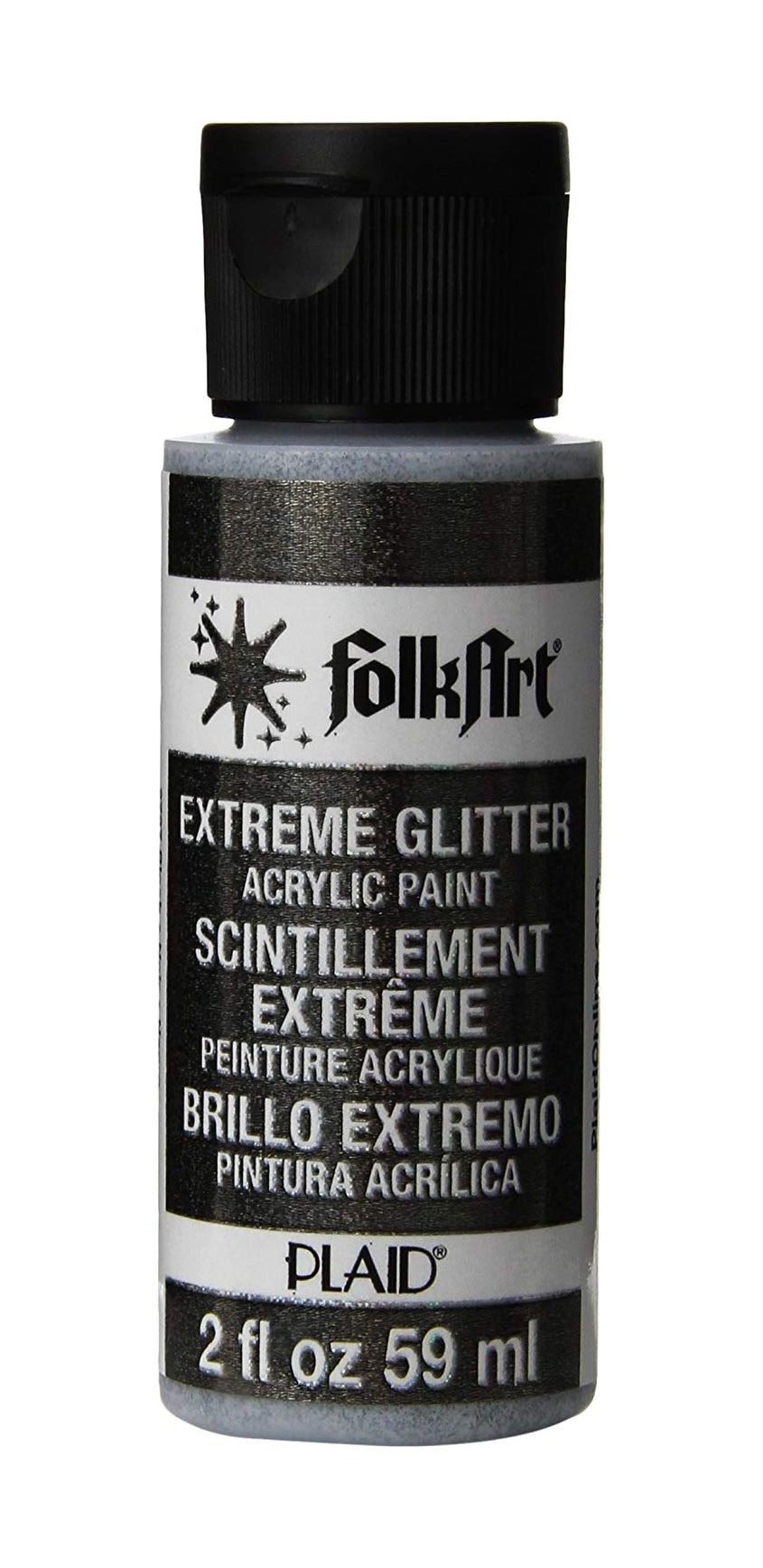 Folkart Extreme Glitter Multi Surface Paints Black - Al Masam Stationery LLC